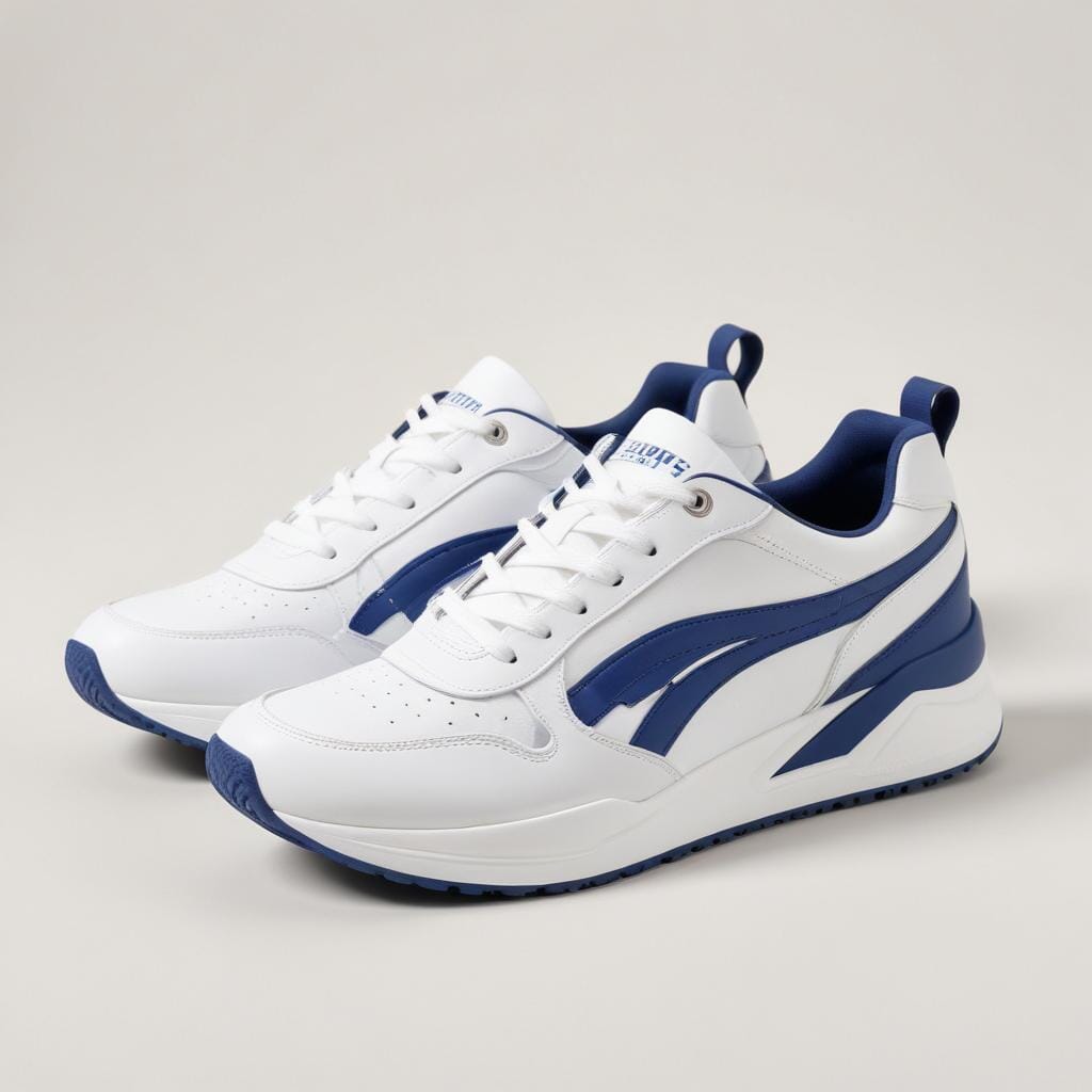 Stylish white and blue sneakers